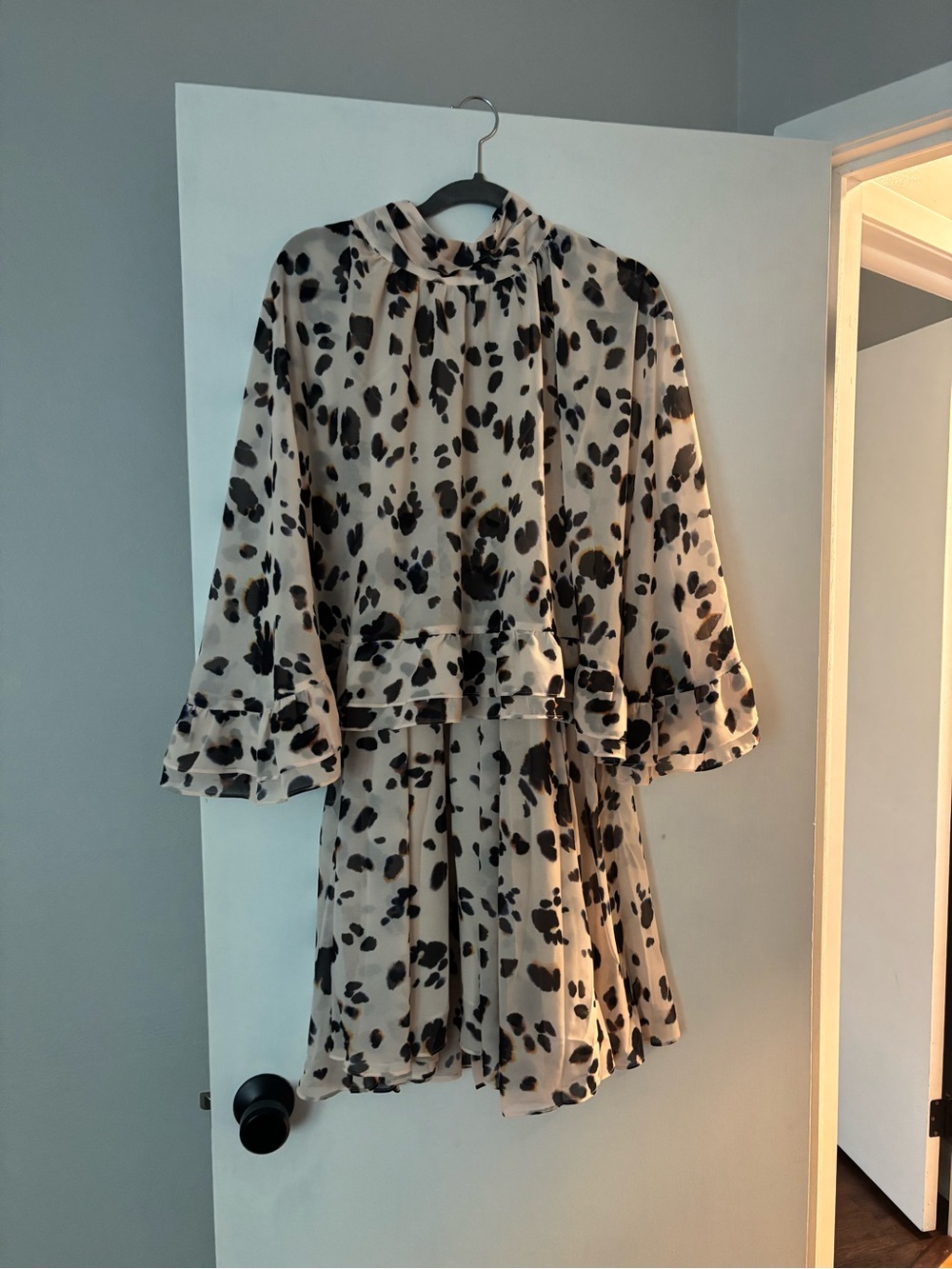 Alexia Admor Beige Mini Dress with Black Spot Print NWT